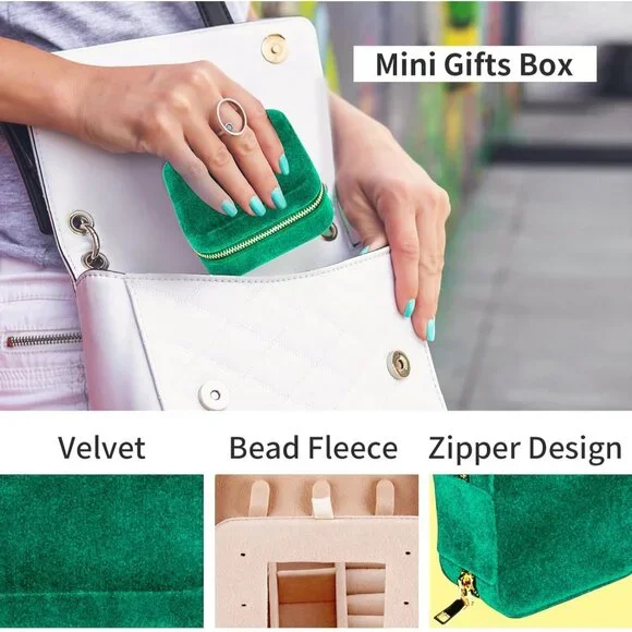 Travel Velvet Jewelry Box with Mirror, Mini Gifts Case for Women Girls, Small Po - Picture 6 of 7